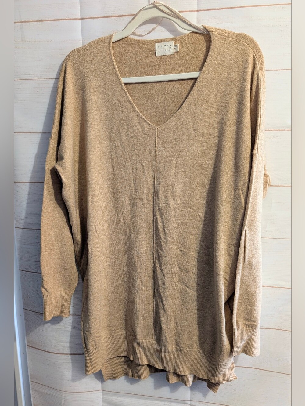 🆕 Dreamers By Debut  V-Neck Super Duper Soft Camel 🐫 Color Oversized Sweater